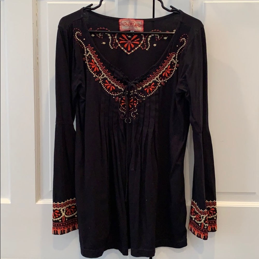 JWLA black tunic top with embroidery Size M